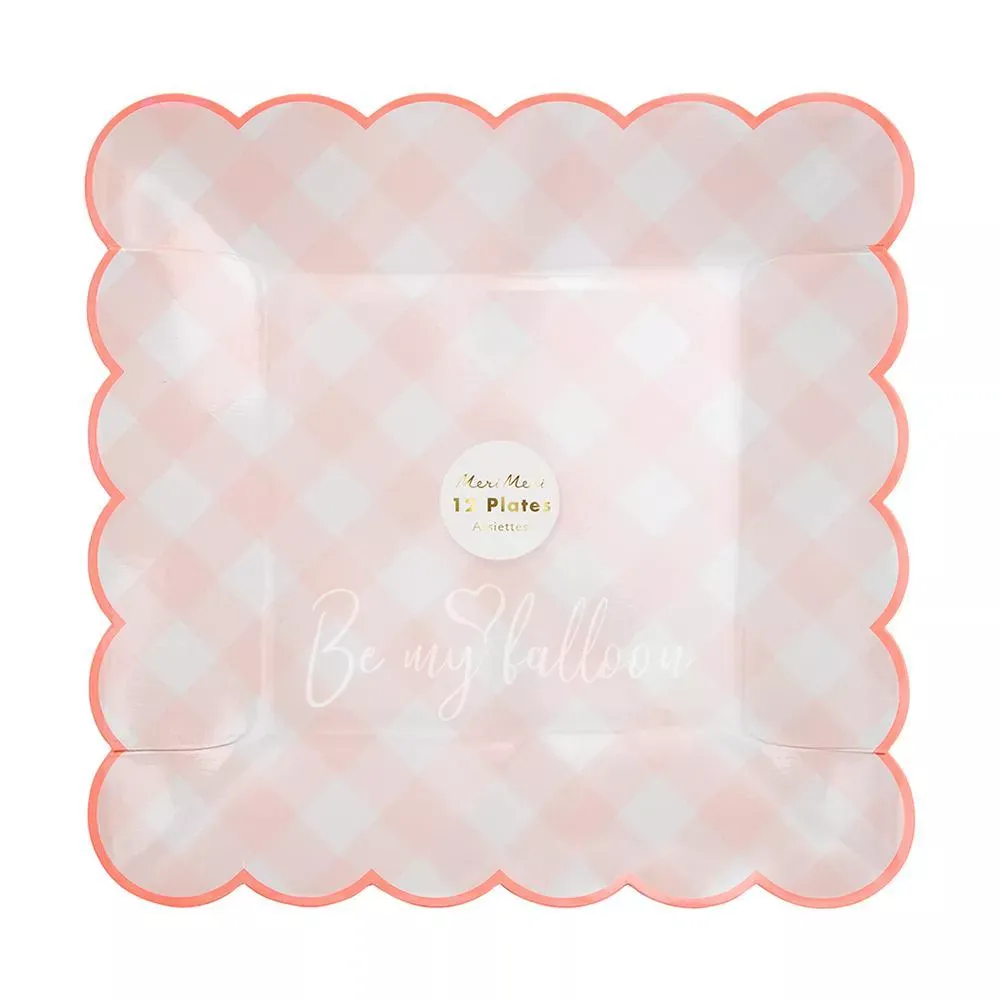 Pink Gingham Plates (large)