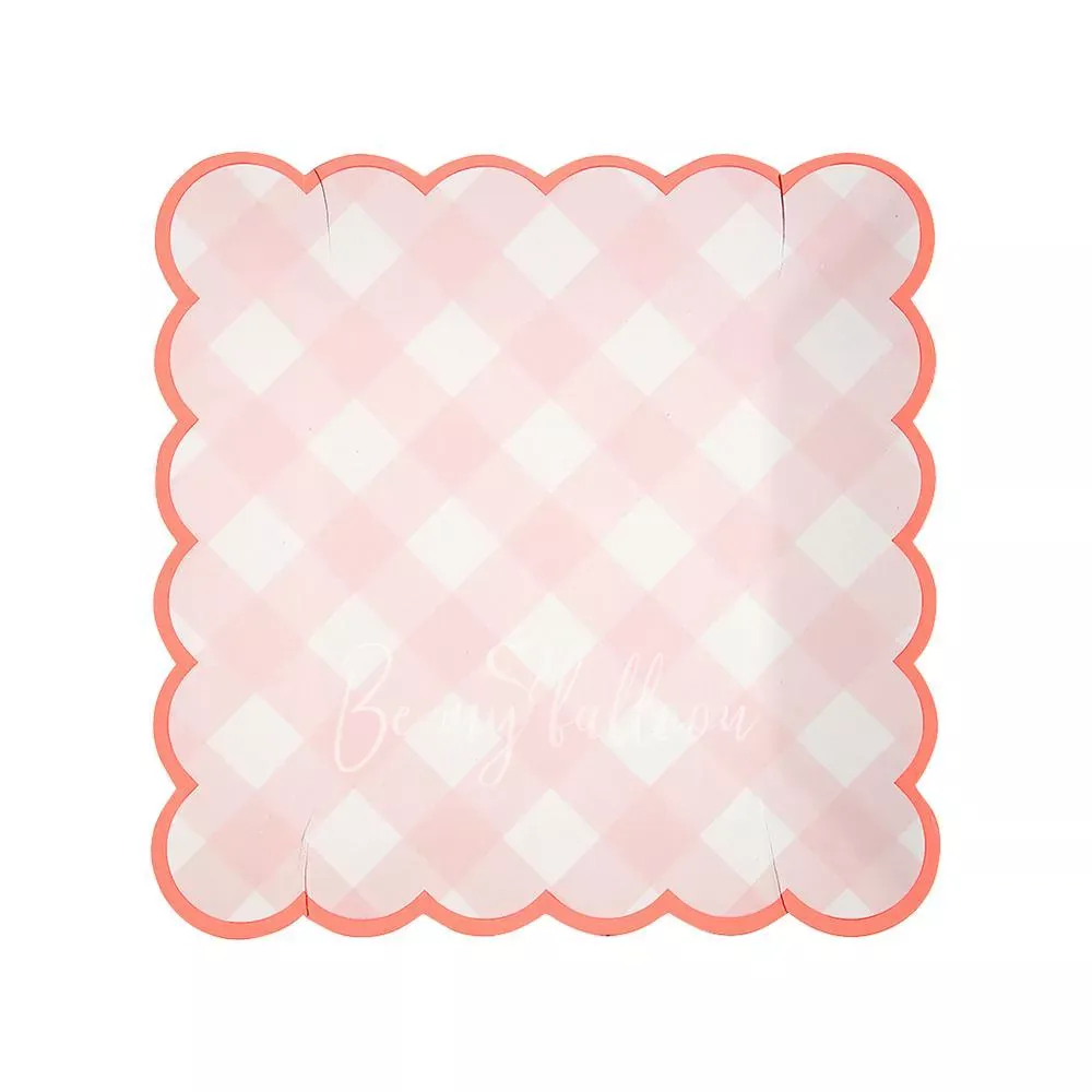 Pink Gingham Plates (small)