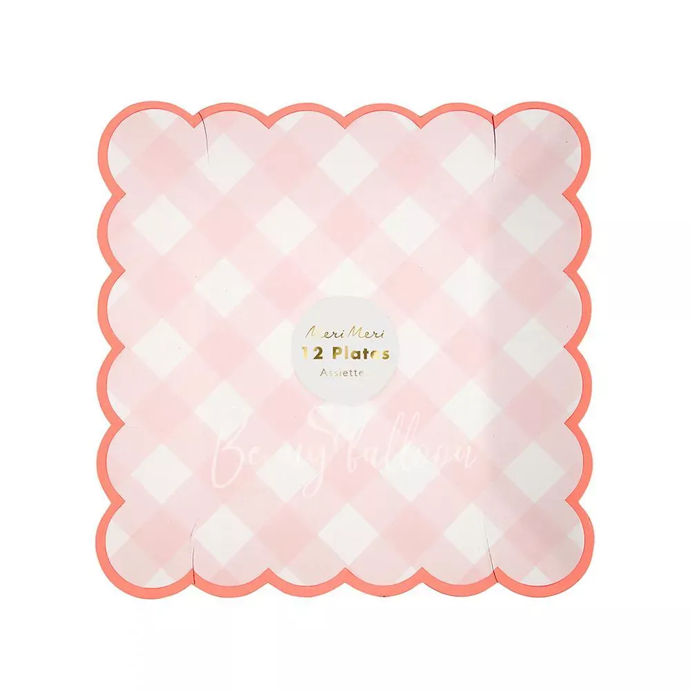 Pink Gingham Plates (small)