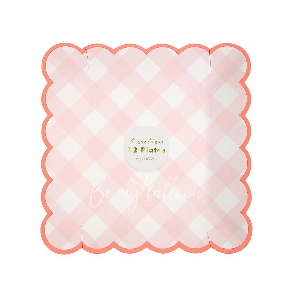 Pink Gingham Plates (small)