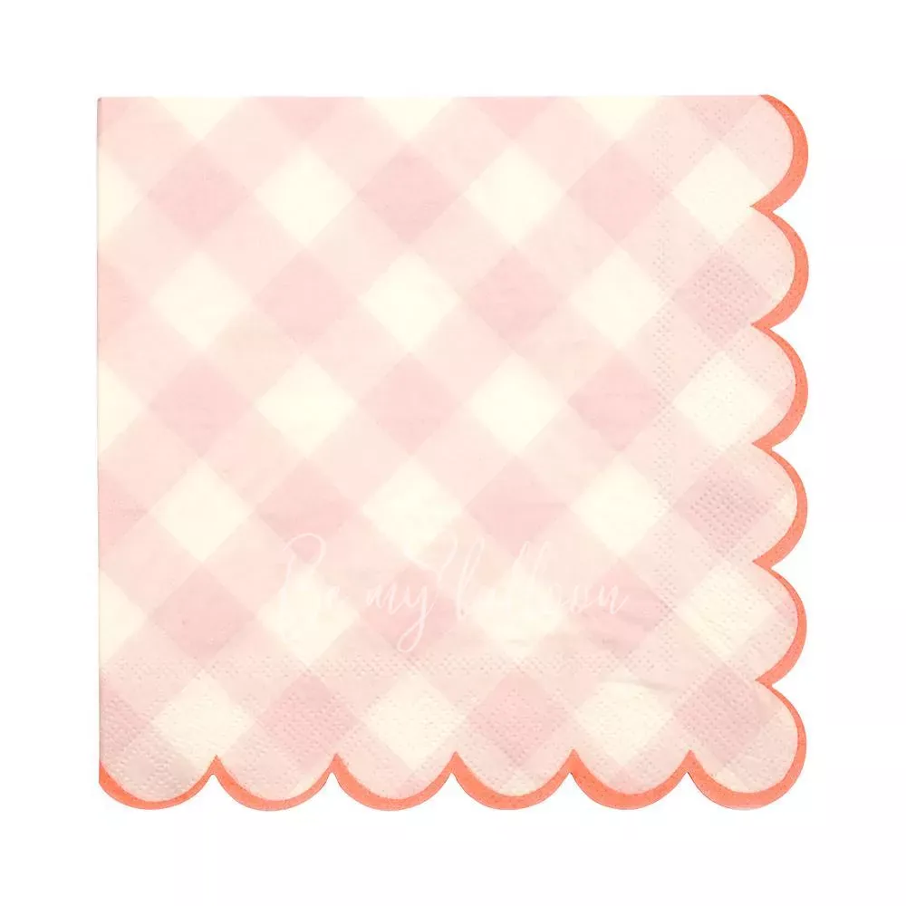 Салфетки для вечеринки Розовая Клетка (большие)