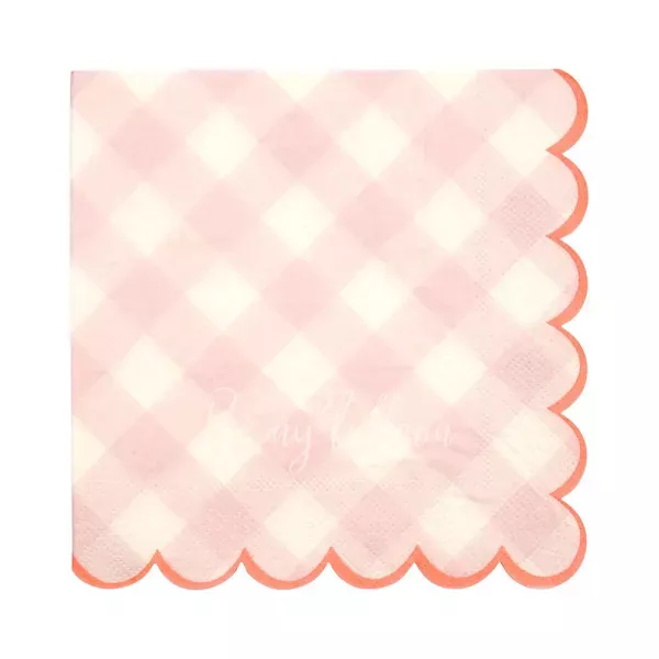 Салфетки для вечеринки Розовая Клетка (большие)