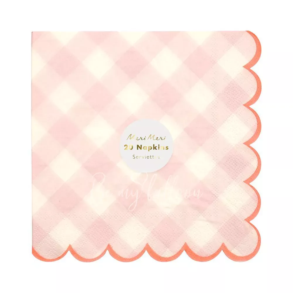 Салфетки для вечеринки Розовая Клетка (большие)