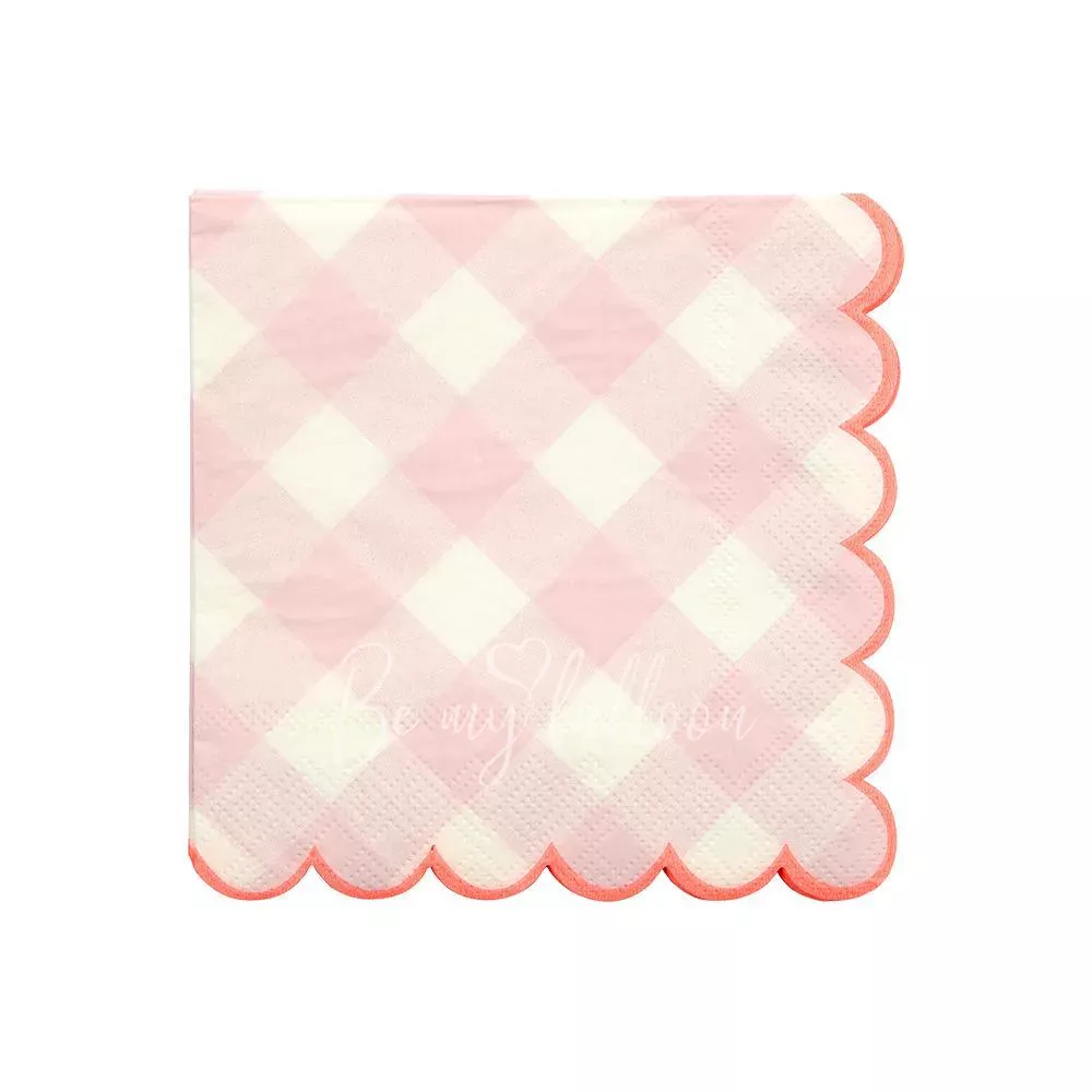 Салфетки для вечеринки Розовая Клетка (большие)
