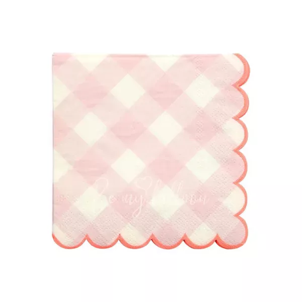 Салфетки для вечеринки Розовая Клетка (большие)