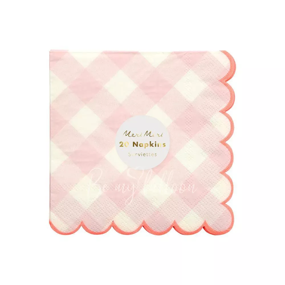 Салфетки для вечеринки Розовая Клетка (большие)