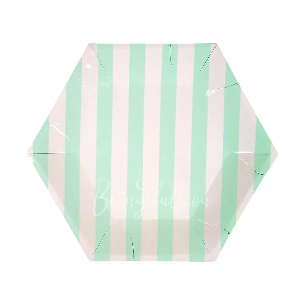 Mint Striped Plates (small)