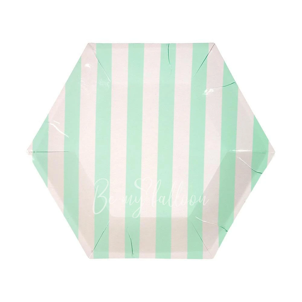 Mint Striped Plates (small)