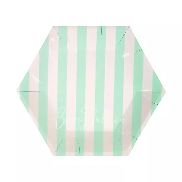 Mint Striped Plates (small)