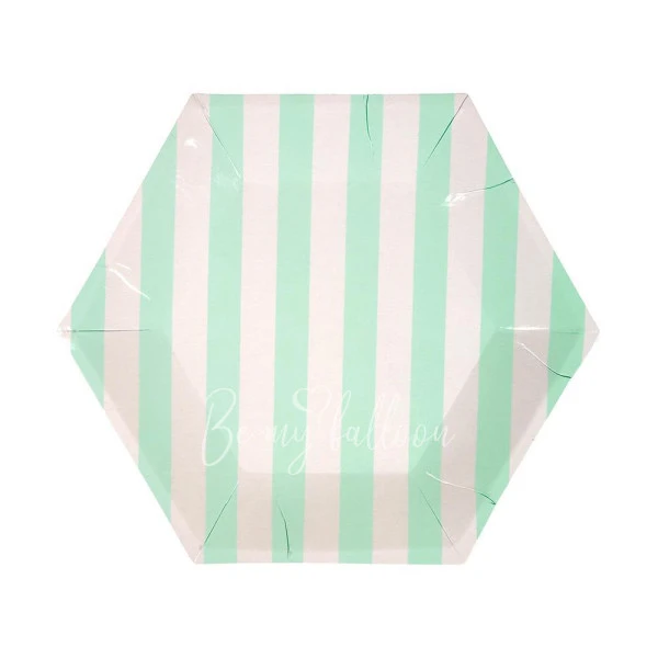 Mint Striped Plates (small)