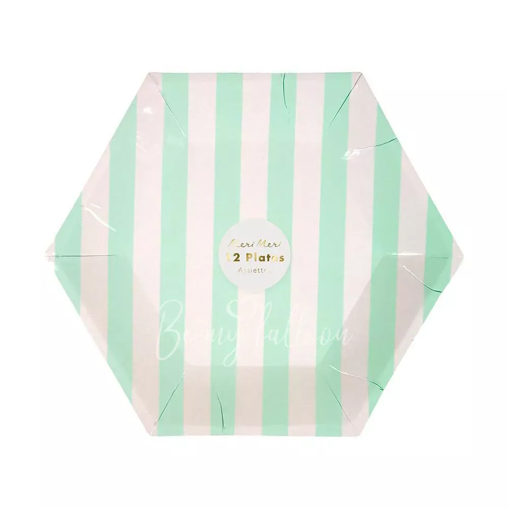 Mint Striped Plates (small)