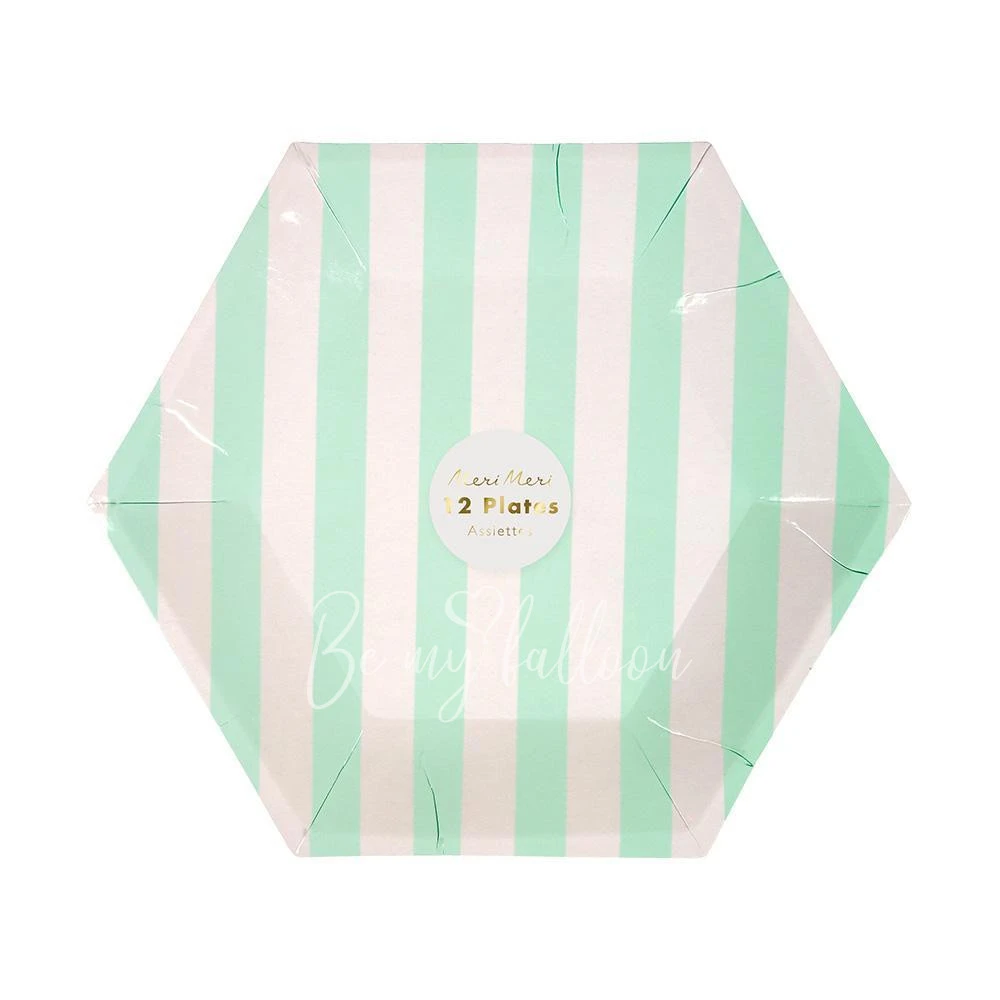 Mint Striped Plates (small)