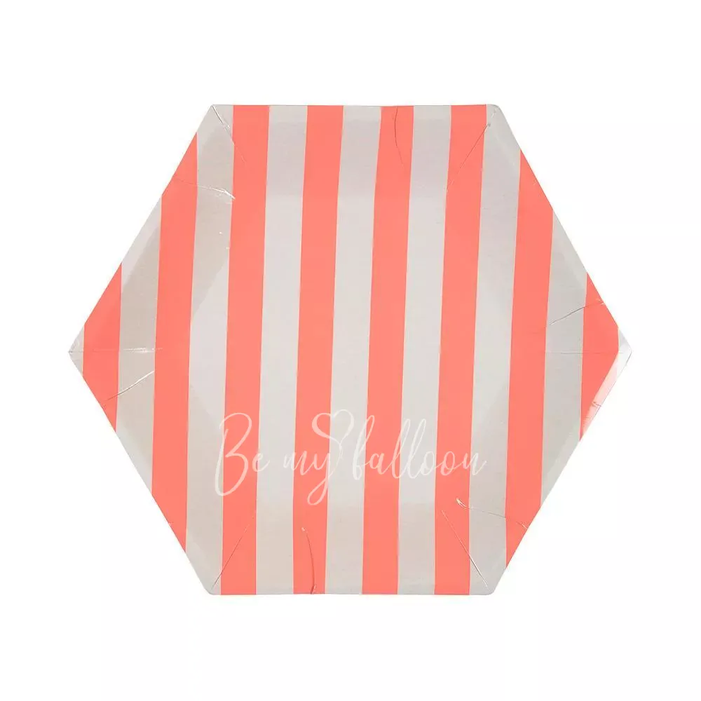 Тарелки для вечеринки Coral в полоску (маленькие)