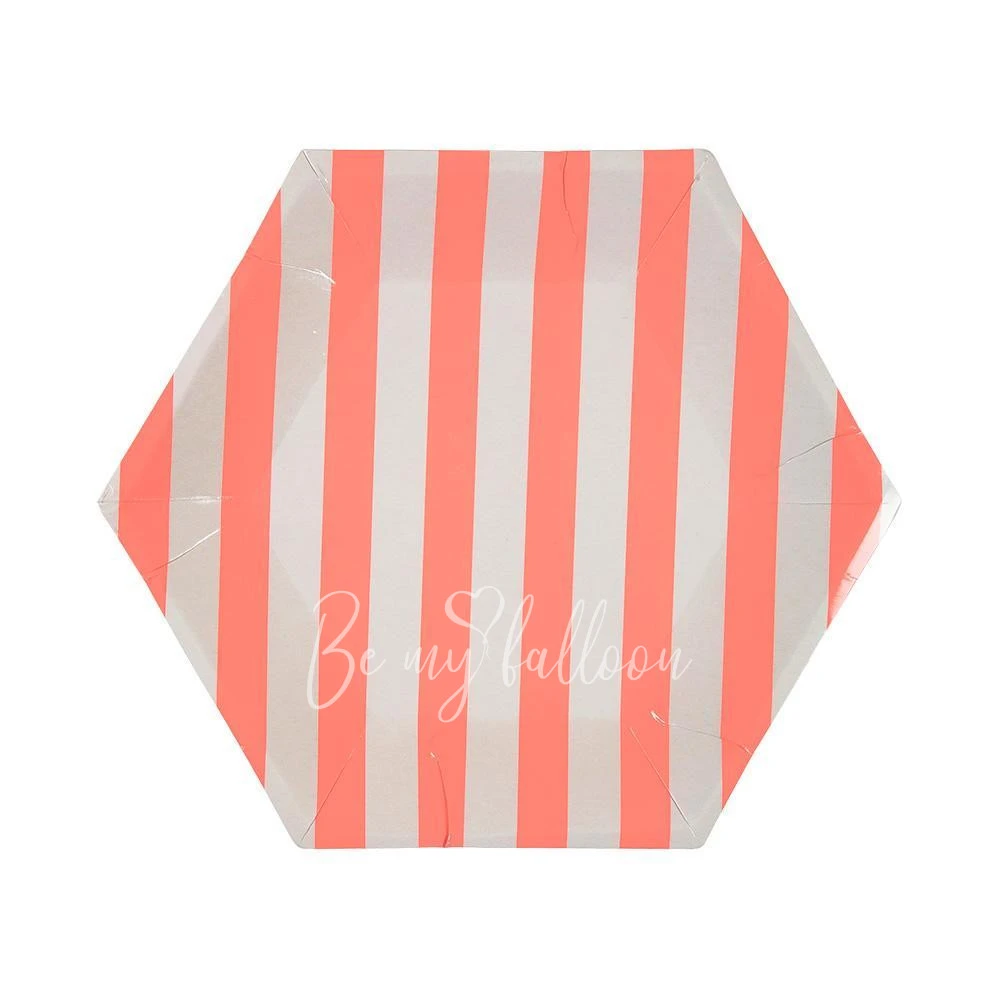 Coral Striped Plates (small)