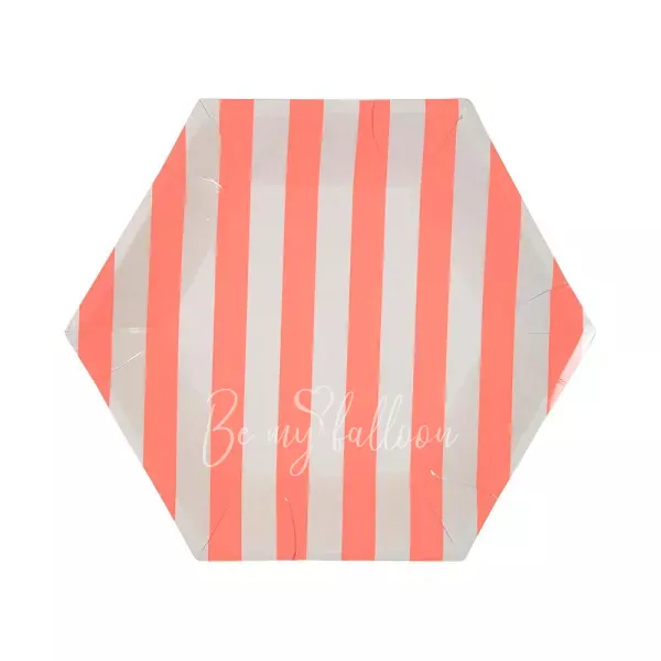 Тарелки для вечеринки Coral в полоску (маленькие)