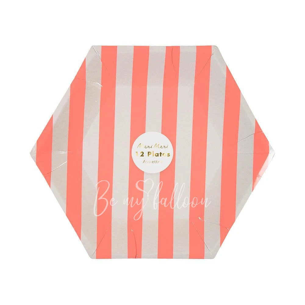 Coral Striped Plates (small)