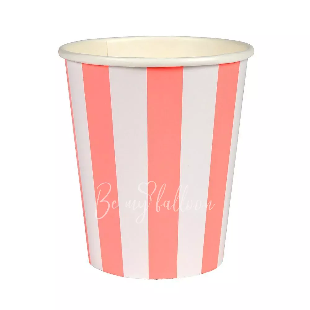 Coral Striped Cups
