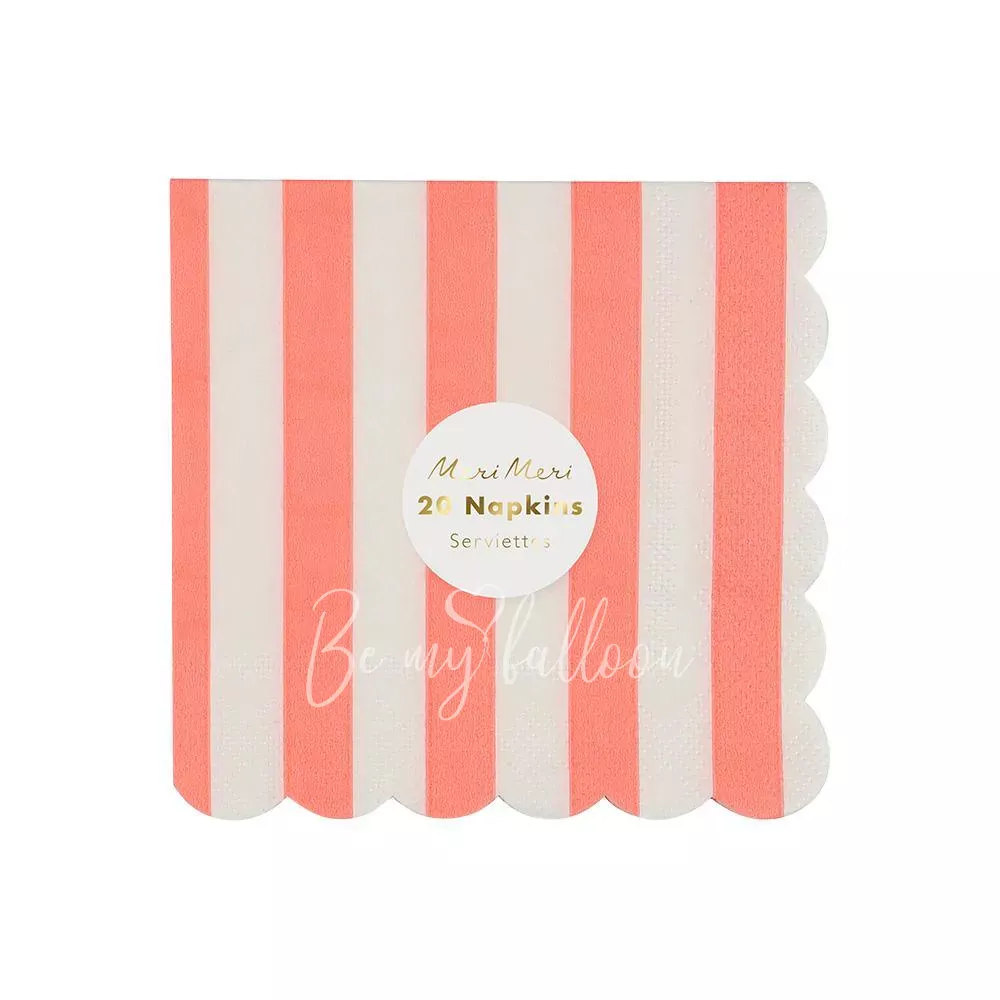 Салфетки для вечеринки Coral в полоску (маленькие)