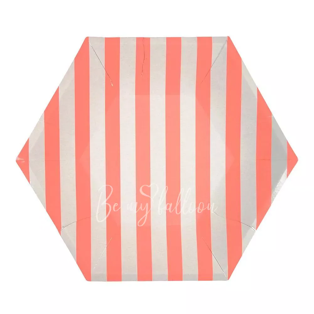 Тарелки для вечеринки Coral в полоску (большие)  