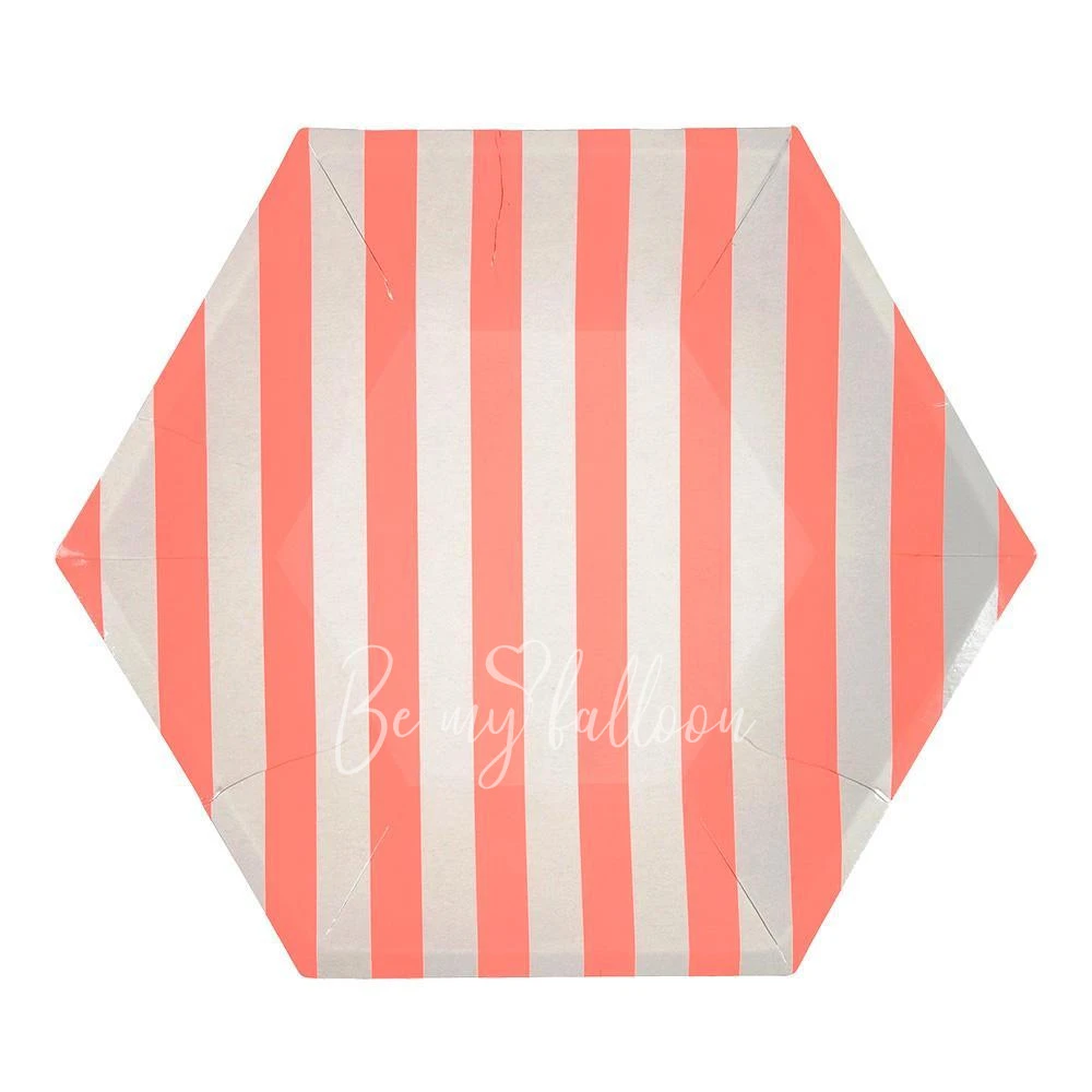 Coral Striped Plates (large)