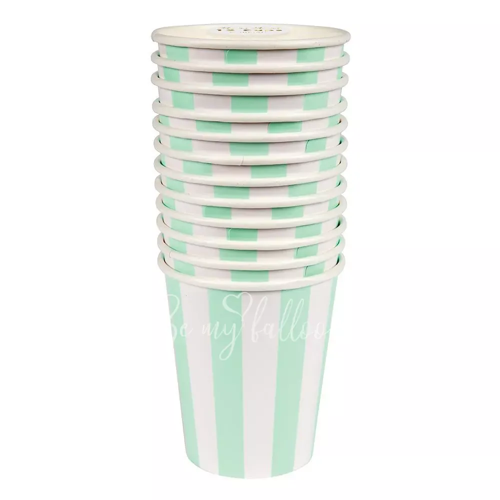 Mint Striped Cups