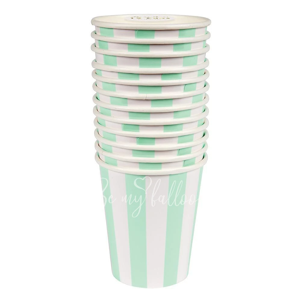 Mint Striped Cups