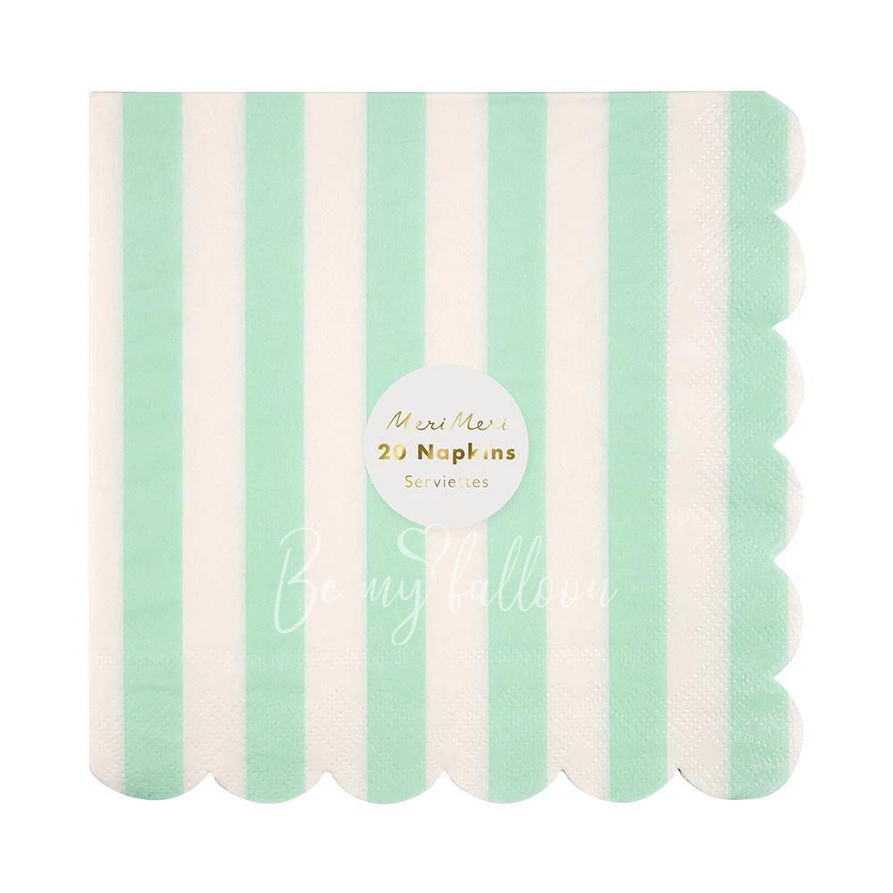 Салфетки для вечеринки Mint Striped (большие)