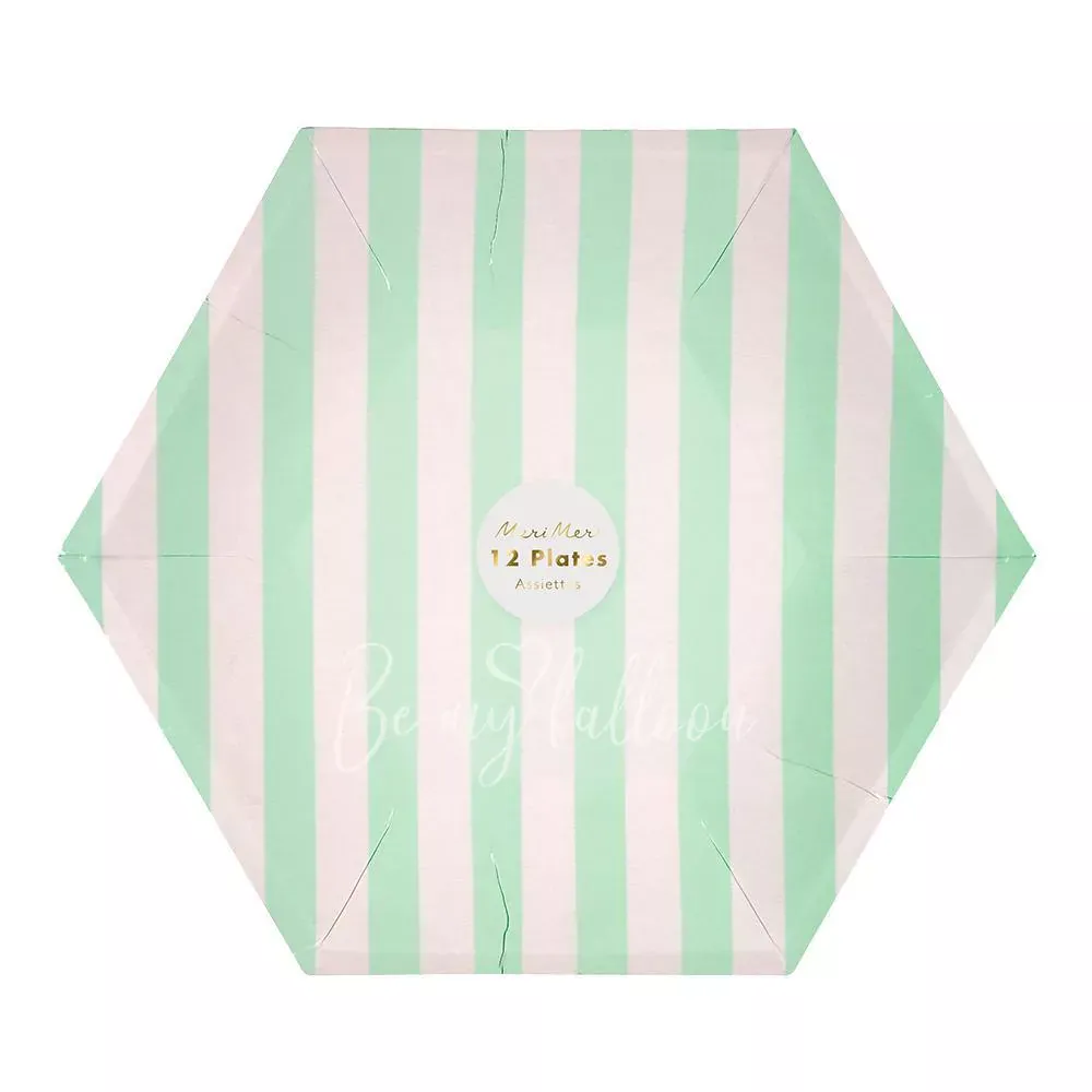 Mint Striped Plates (large)