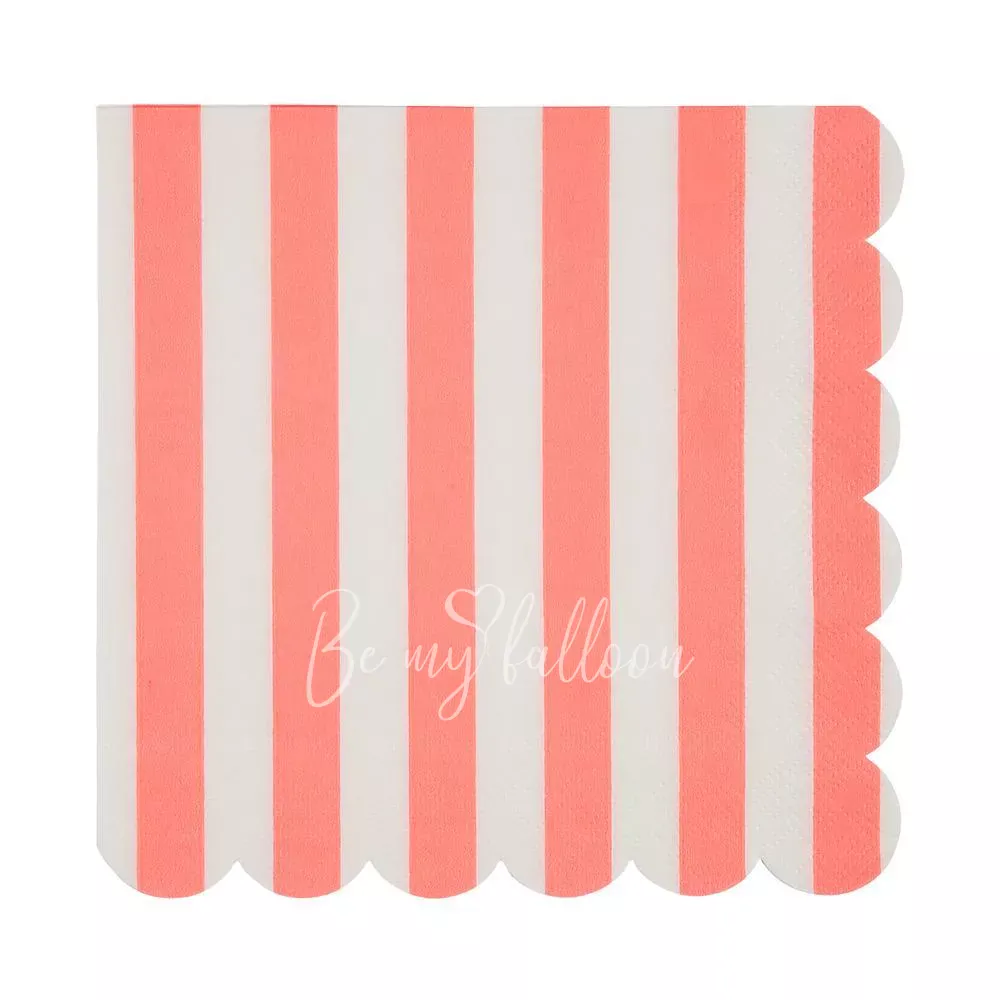 Салфетки для вечеринки Coral в полоску (большие)
