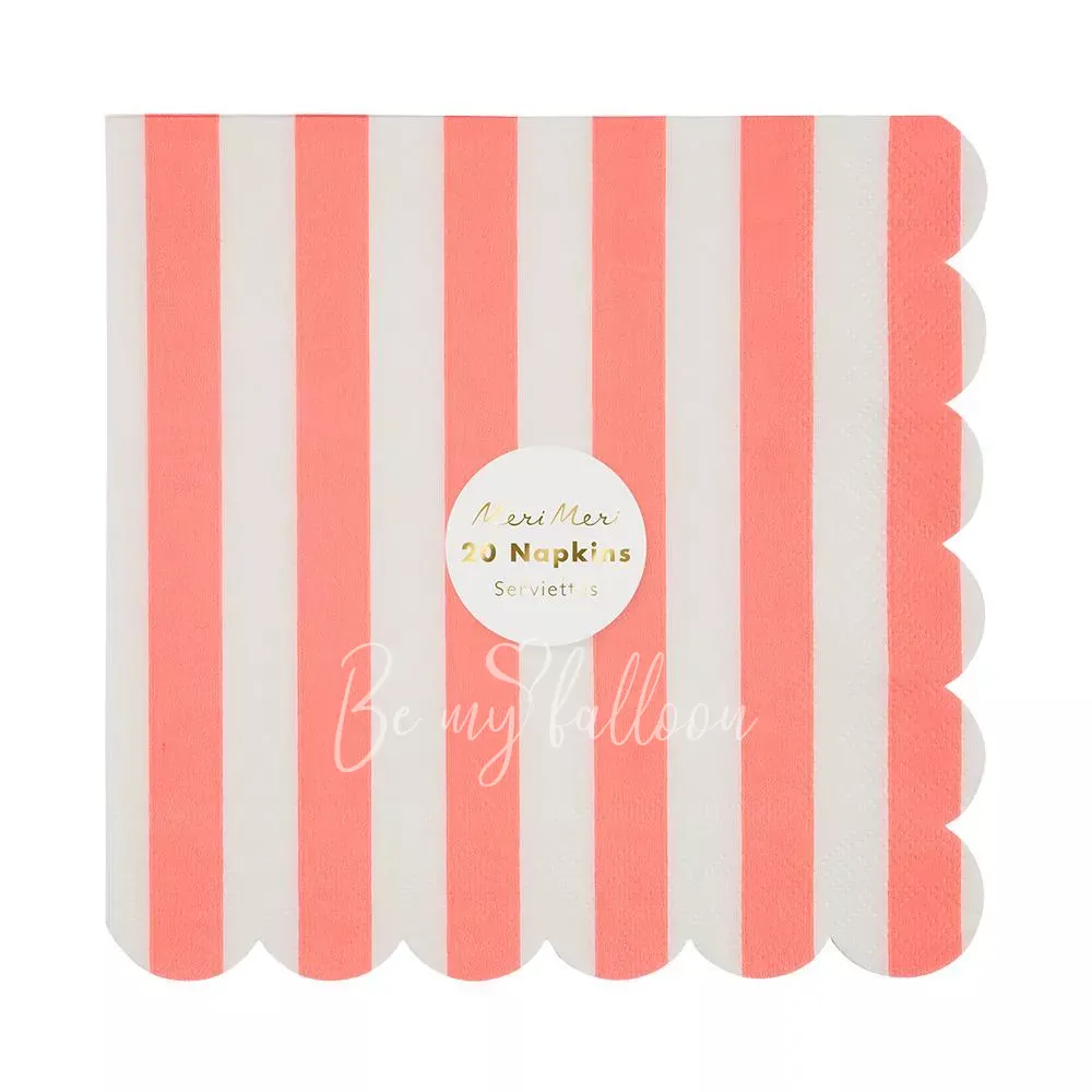 Салфетки для вечеринки Coral в полоску (большие)