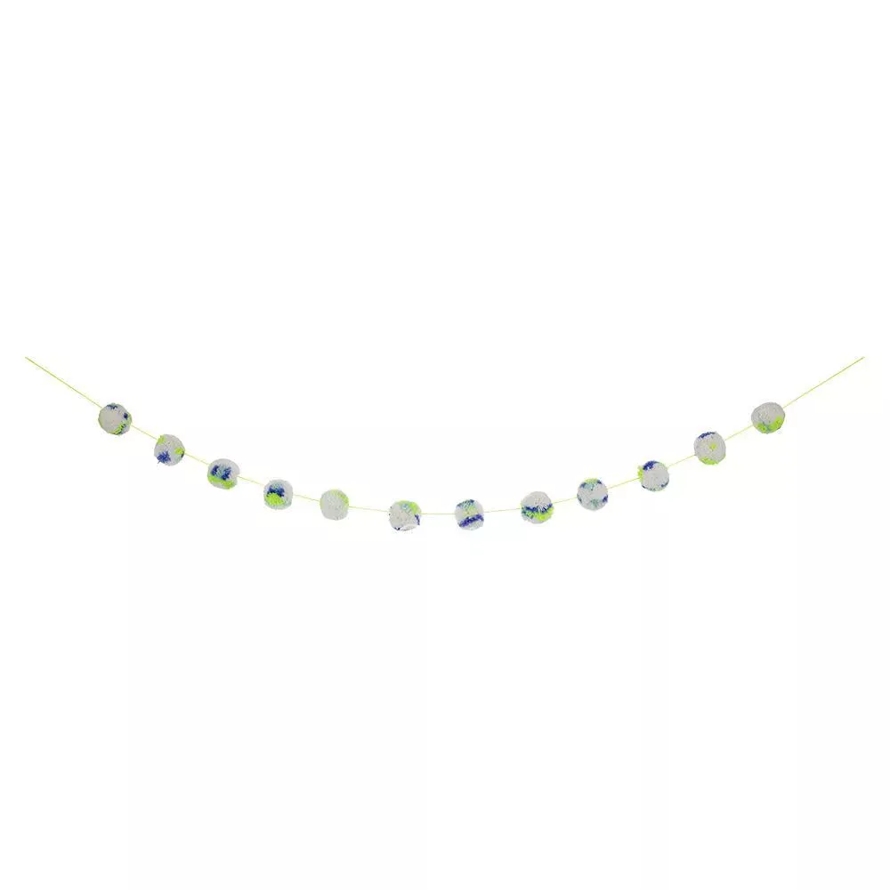 Blue Marbled Pompom Garland