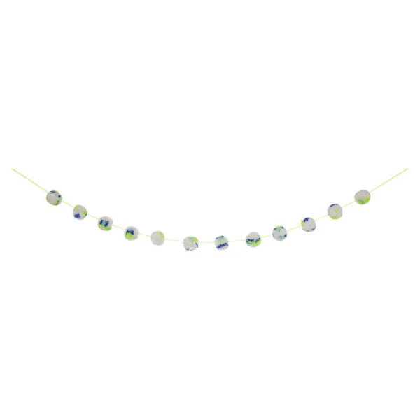 Blue Marbled Pompom Garland