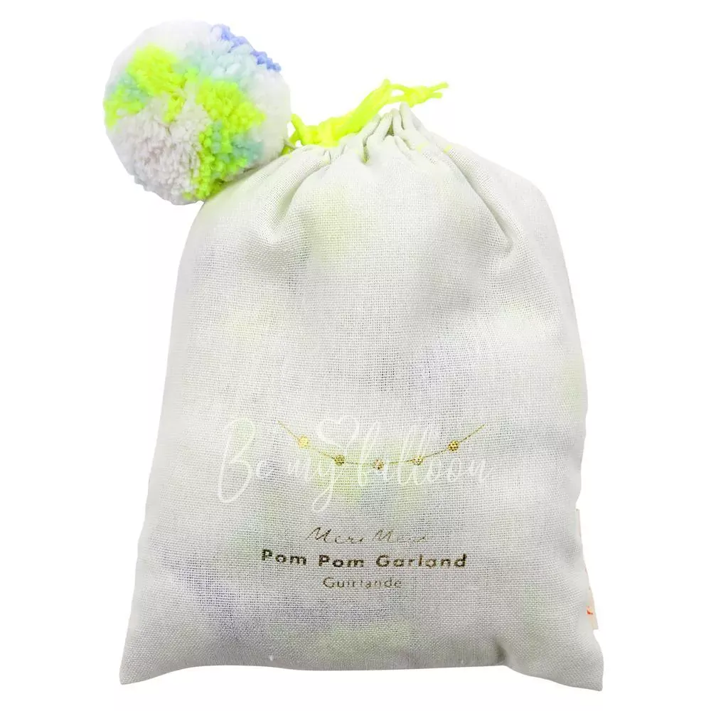 Blue Marbled Pompom Garland