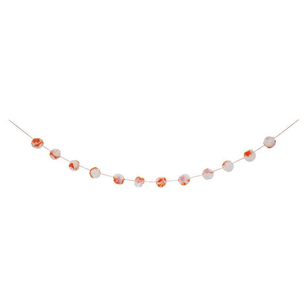 Coral Marbled Pompom Garland