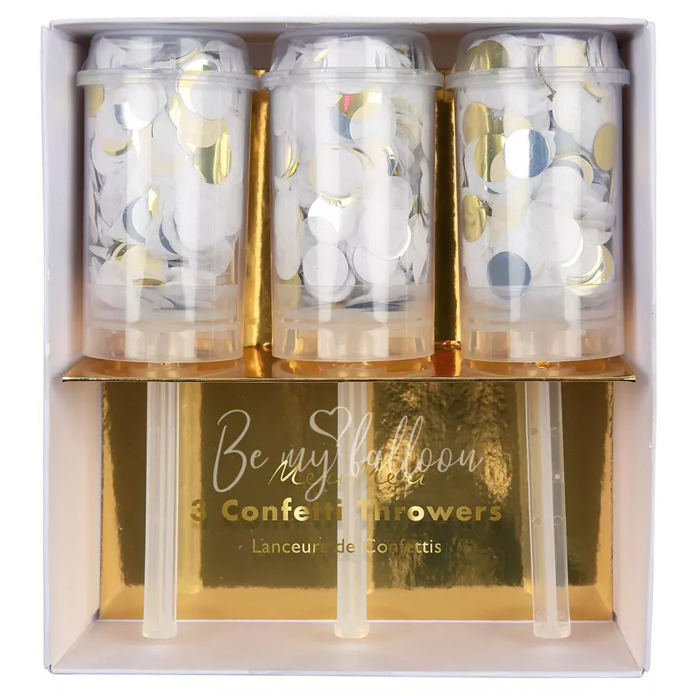 Gold, Silver & White Confetti Throwers