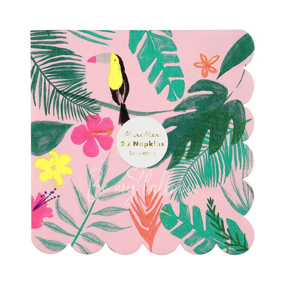 Салфетки для вечеринки Tropical розовые (большие)