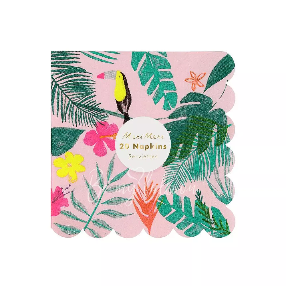 Салфетки для вечеринки Tropical розовые (маленькие)