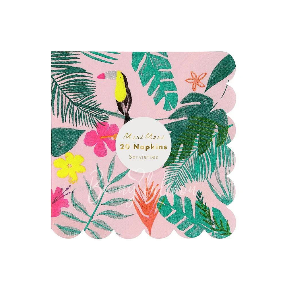 Салфетки для вечеринки Tropical розовые (маленькие)