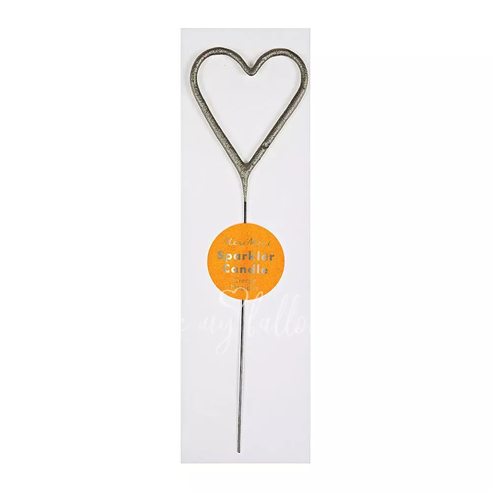 Silver Sparkler Heart Candle