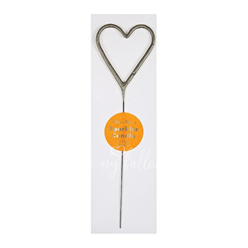 Silver Sparkler Heart Candle