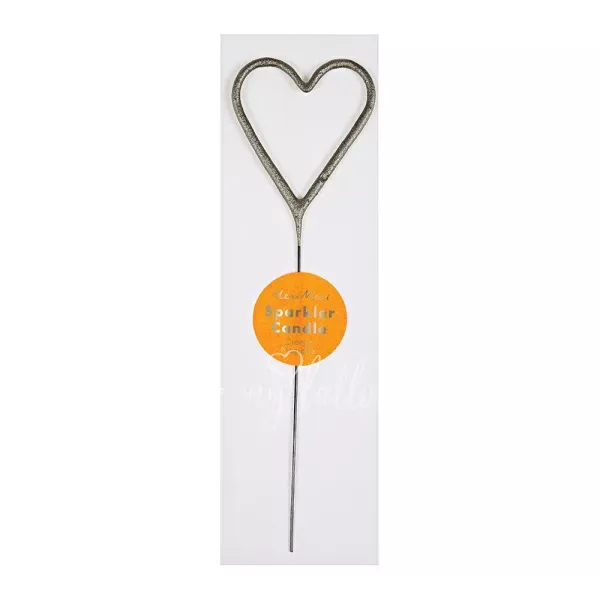 Silver Sparkler Heart Candle