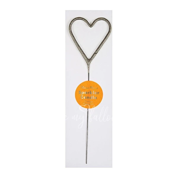 Silver Sparkler Heart Candle