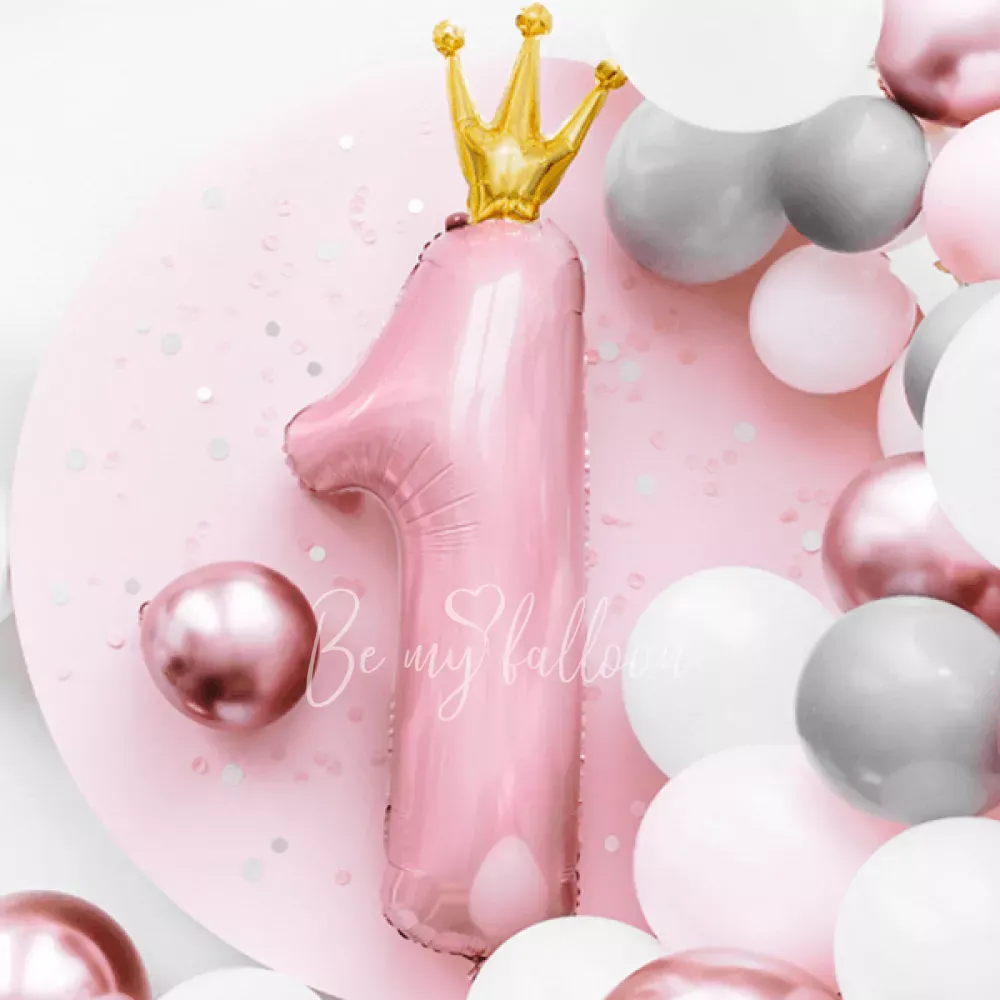 36" Helium foil Pink Crown Number 1 balloon