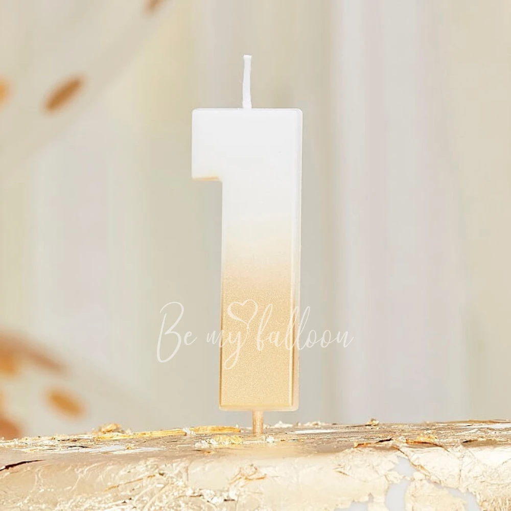 Gold Ombre 1 Number Candle