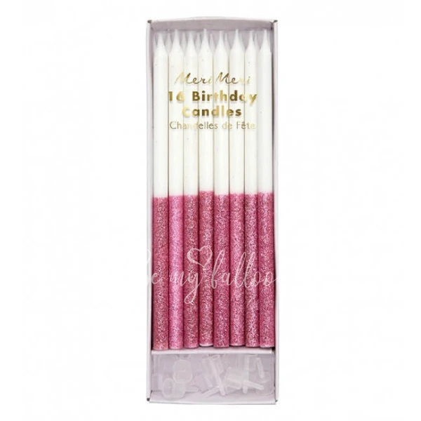 Dark Pink Glitter Dipped Candles
