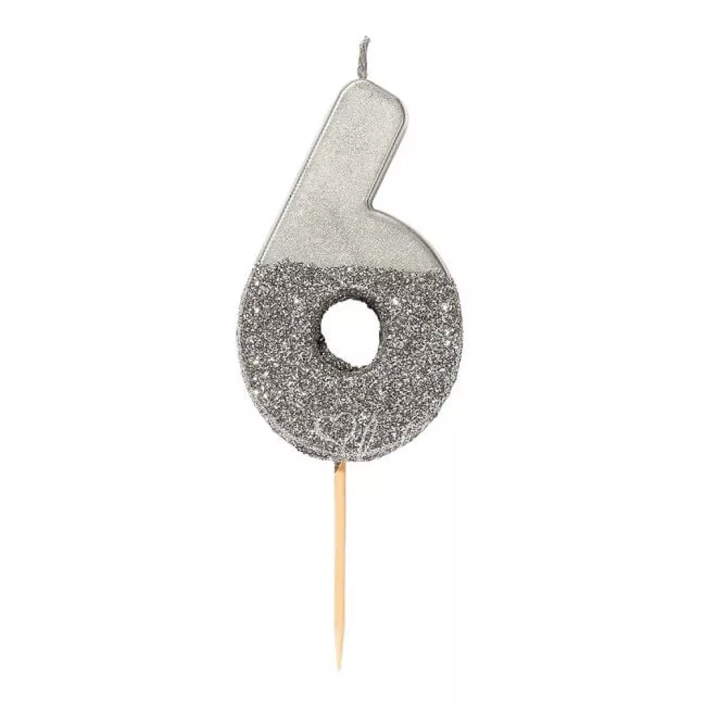 الفضة بريق عدد شمعة 6