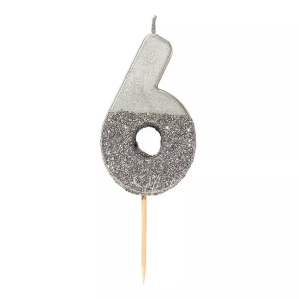 الفضة بريق عدد شمعة 6