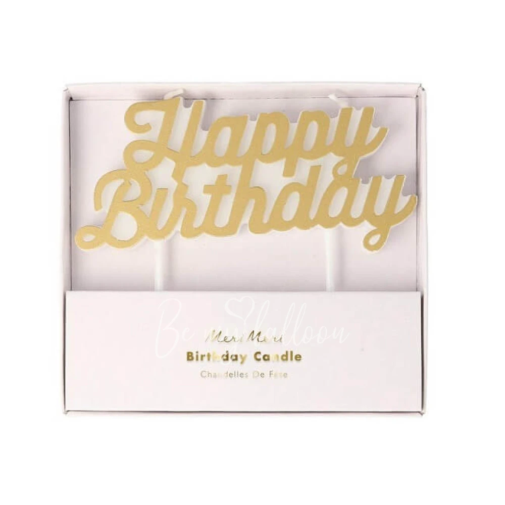 Gold Happy Birthday Candle