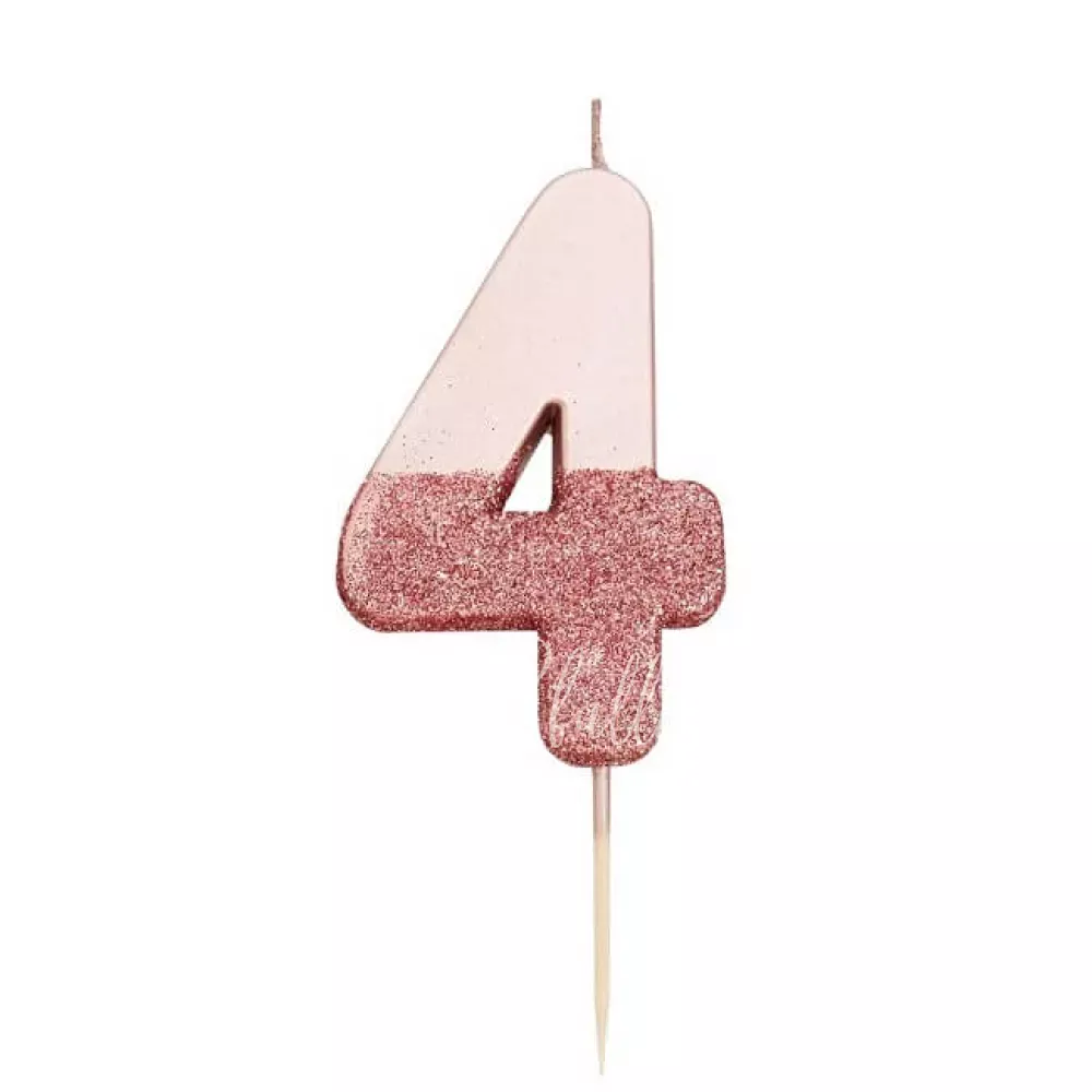 Rose Gold Glitter Number Candle 4