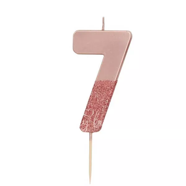  Rose Gold Glitter Number Candle 7